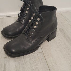 Leather boots booties lace up